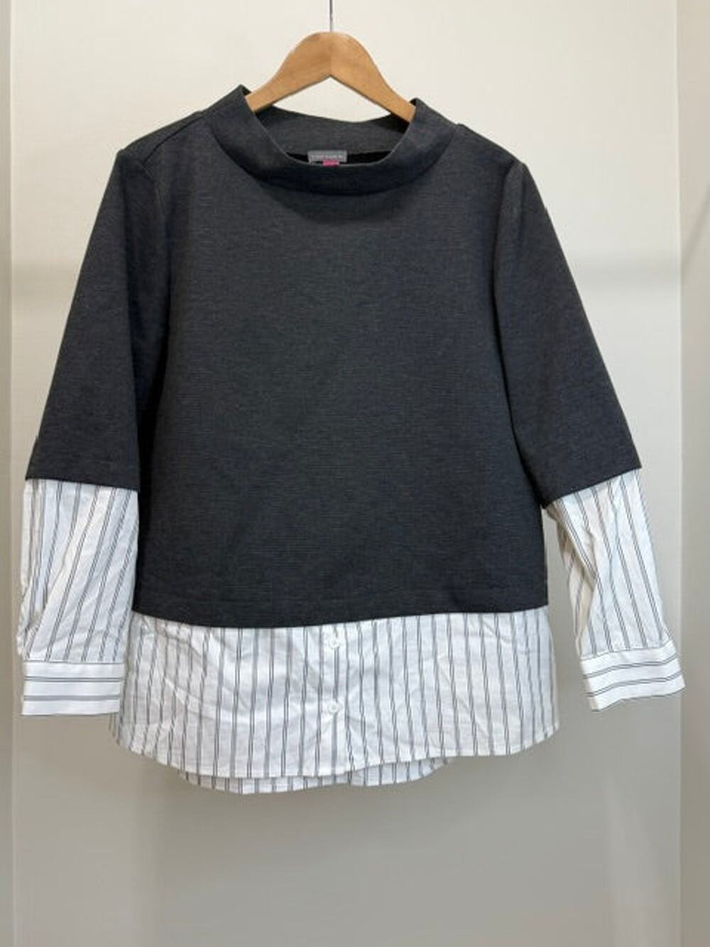 Vince Camuto Layered Look Mock Neck Tunic Top SzL
